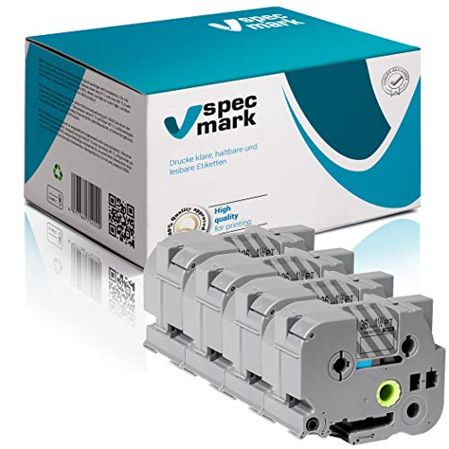 specmark Schriftband TZe-165 36mm x 8m Satz x 4 St. Weiß auf Durchsichtig Band kompatibel mit Drucker Brother PT P-touch AZe-165 EZe-165 TZ-165 TZ2-165 specmark Schriftband TZe-165 36mm x 8m Satz x 4 St. Weiß auf Durchsichtig Band kompatibel mit Drucker Brother PT P-touch AZe-165 EZe-165 TZ-165 TZ2-165 von specmark