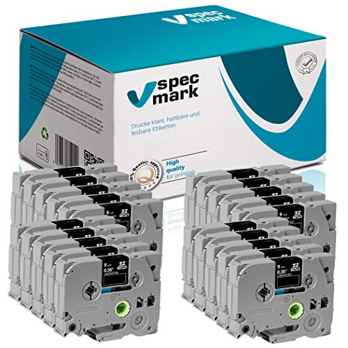specmark Schriftband TZe-325 9mm x 8m Satz x 20 St. Weiß auf Schwarz Band kompatibel mit allen Drucker Brother PT P-touch AZe-325 EZe-325 TZ-325 TZ2-325 specmark Schriftband TZe-325 9mm x 8m Satz x 20 St. Weiß auf Schwarz Band kompatibel mit allen Drucker Brother PT P-touch AZe-325 EZe-325 TZ-325 TZ2-325 von specmark