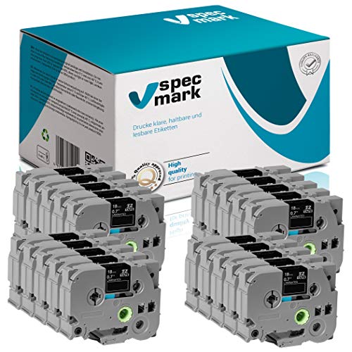specmark Schriftband TZe-344 18mm x 8m Satz x 20 St. Gold auf Schwarz Band kompatibel mit Drucker Brother PT P-touch AZe-344 EZe-344 TZ-344 TZ2-344 von specmark