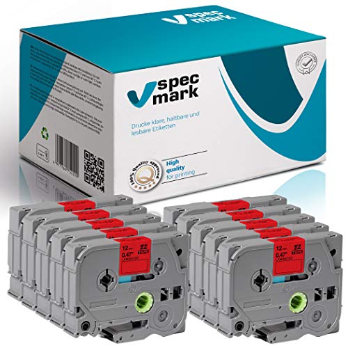specmark Schriftband TZe-435 12mm x 8m Satz x 10 St. Weiß auf Rot Band kompatibel mit allen Drucker Brother PT P-touch AZe-435 EZe-435 TZ-435 TZ2-435 specmark Schriftband TZe-435 12mm x 8m Satz x 10 St. Weiß auf Rot Band kompatibel mit allen Drucker Brother PT P-touch AZe-435 EZe-435 TZ-435 TZ2-435 von specmark