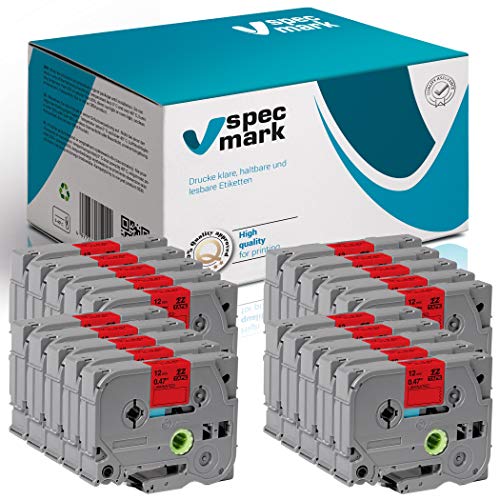specmark Schriftband TZe-435 12mm x 8m Satz x 20 St. Weiß auf Rot Band kompatibel mit allen Drucker Brother PT P-touch AZe-435 EZe-435 TZ-435 TZ2-435 specmark Schriftband TZe-435 12mm x 8m Satz x 20 St. Weiß auf Rot Band kompatibel mit allen Drucker Brother PT P-touch AZe-435 EZe-435 TZ-435 TZ2-435 von specmark