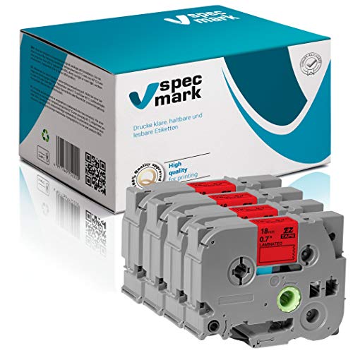 specmark Schriftband TZe-445 18mm x 8m Satz x 4 St. Weiß auf Rot Band kompatibel mit Drucker Brother PT P-touch AZe-445 EZe-445 TZ-445 TZ2-445 specmark Schriftband TZe-445 18mm x 8m Satz x 4 St. Weiß auf Rot Band kompatibel mit Drucker Brother PT P-touch AZe-445 EZe-445 TZ-445 TZ2-445 von specmark