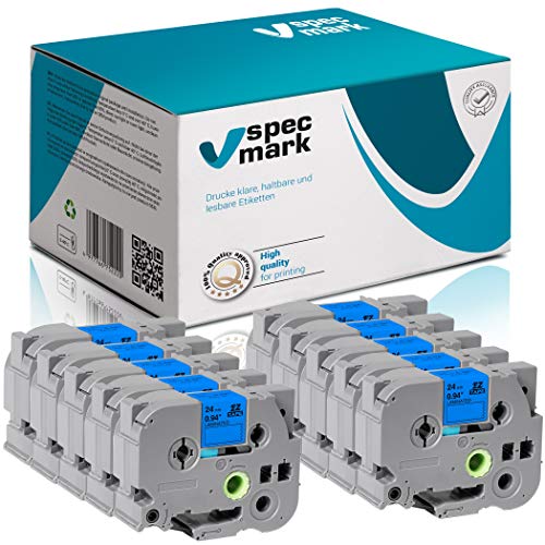 specmark Schriftband TZe-551 24mm x 8m Satz x 10 St. Schwarz auf Blau Band kompatibel mit Drucker Brother PT P-touch AZe-551 EZe-551 TZ-551 TZ2-551 specmark Schriftband TZe-551 24mm x 8m Satz x 10 St. Schwarz auf Blau Band kompatibel mit Drucker Brother PT P-touch AZe-551 EZe-551 TZ-551 TZ2-551 von specmark