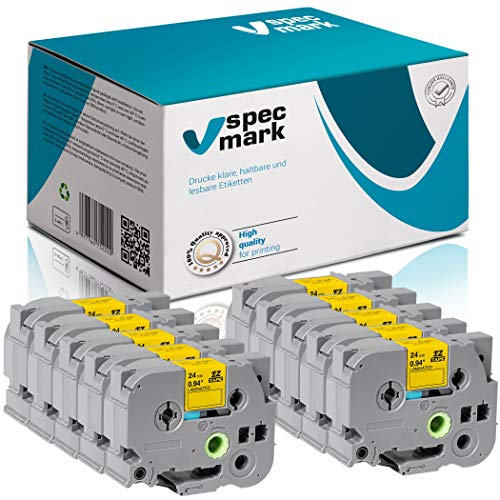 specmark Schriftband TZe-651 24mm x 8m Satz x 10 St. Schwarz auf Gelb Band kompatibel mit Drucker Brother PT P-touch AZe-651 EZe-651 TZ-651 TZ2-651 specmark Schriftband TZe-651 24mm x 8m Satz x 10 St. Schwarz auf Gelb Band kompatibel mit Drucker Brother PT P-touch AZe-651 EZe-651 TZ-651 TZ2-651 von specmark