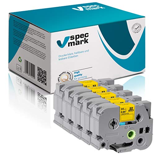 specmark Schriftband TZe-651 24mm x 8m Satz x 5 St. Schwarz auf Gelb Band kompatibel mit Drucker Brother PT P-touch AZe-651 EZe-651 TZ-651 TZ2-651 specmark Schriftband TZe-651 24mm x 8m Satz x 5 St. Schwarz auf Gelb Band kompatibel mit Drucker Brother PT P-touch AZe-651 EZe-651 TZ-651 TZ2-651 von specmark