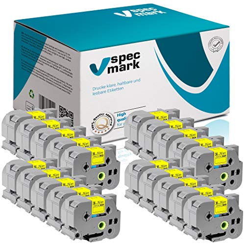 specmark Schriftband TZe-C61 36mm x 5m Satz x 20 St. Schwarz auf Gelb fluoreszierend Band kompatibel mit Drucker Brother PT P-touch AZe-C61 EZe-C61 TZ-C61 TZ2-C61 von specmark