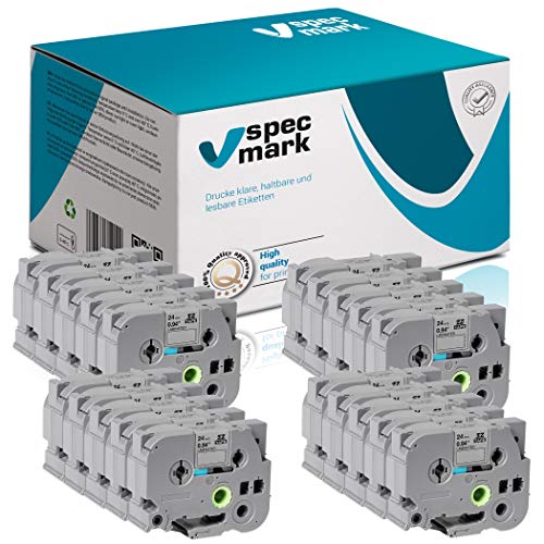 specmark Schriftband TZe-M951 24mm x 8m Satz x 20 St. Schwarz auf Silber trüb Band kompatibel mit Drucker Brother PT P-touch AZe-M951 EZe-M951 TZ-M951 TZ2-M951 specmark Schriftband TZe-M951 24mm x 8m Satz x 20 St. Schwarz auf Silber trüb Band kompatibel mit Drucker Brother PT P-touch AZe-M951 EZe-M951 TZ-M951 TZ2-M951 von specmark
