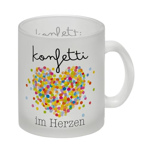 Konfetti im Herzen Karneval Geschenk Glas Tasse Faschingsfreude Herz Kostüm Bunter Weinkeller Tasse für Köln Fasnet Fasching von speecheese