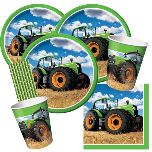 spielum 40-teiliges Party-Set Traktor Teller Becher Servietten Trinkhalme für 8 Kinder/Personen spielum 40-teiliges Party-Set Traktor Teller Becher Servietten Trinkhalme für 8 Kinder/Personen von spielum