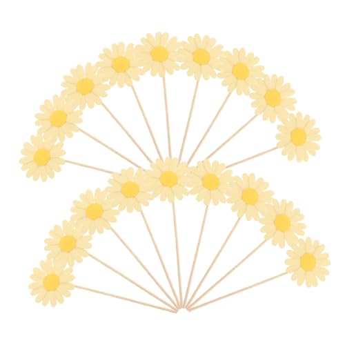 36 x Gänseblümchen-Cupcake-Topper – elegante Blumen-Kuchendekorationen für Geburtstage, Hochzeiten und Feiern – einfach zu verwendende Gänseblümchen-Picker für Desserttisch-Verbesserungen von sporful