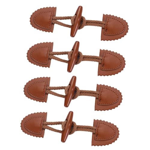 4 x Mantel-Knebelknöpfe, Knebelverschluss, leicht, Zubehör für Pullover, Tasche, Windjacke, Umhang, Braun von sporful
