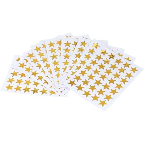 Glitzernde Stern-Aufkleber, selbstklebend, entfernbar, Belohnungsaufkleber für Klassenzimmer-Motivation, goldene fünfzackige Sterne für Studenten, Feiern, 10 Stück von sporful