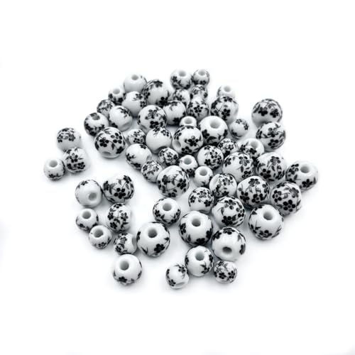 Keramikperlen zum Basteln, Porzellan-Abstandshalter in Schwarz und Weiß, für Schmuckherstellung, 8 mm, 10 mm, 12 mm, 60 Stück Keramikperlen zum Basteln, Porzellan-Abstandshalter in Schwarz und Weiß, für Schmuckherstellung, 8 mm, 10 mm, 12 mm, 60 Stück von sporful