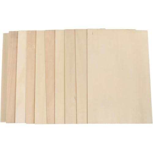 Unlackierte Holzdielen, Set mit 10 Stück, für DIY-Projekte, Lindenholzbretter zum Malen und für Heimdekoration, 20 x 10 x 0,1 cm von sporful