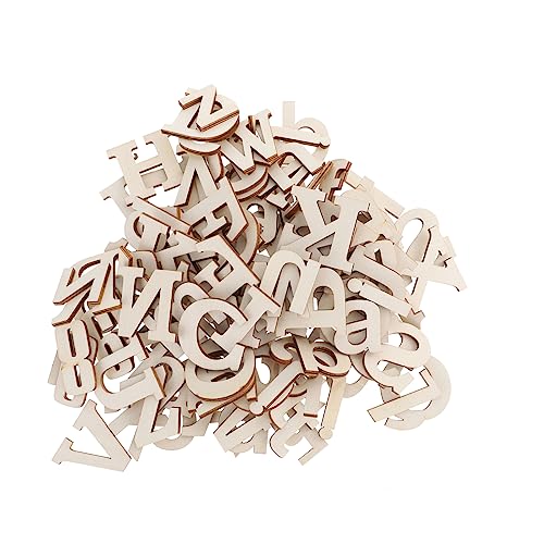 Unlackiertes Holzspäne-Set zum Basteln, individuelle Alphabet-Buchstaben und Zahlen, 10,2 x 7,6 cm, Khaki-Holz für Heimdekoration und DIY-Projekte von sporful