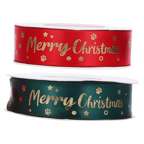Weihnachts-Geschenkband – 45,7 m rot/grünes Schneeflockenmuster für Feiertagsbasteln und Geschenkverpackungen von sporful
