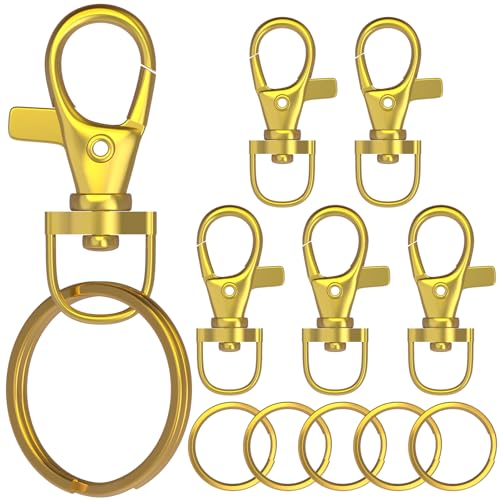 Sprookber 100 Stücke Karabiner Schlüsselanhänger mit Drehgelenk Karabiner Klein Schlüsselring für Lanyard DIY Handwerk(Golden) von sprookber