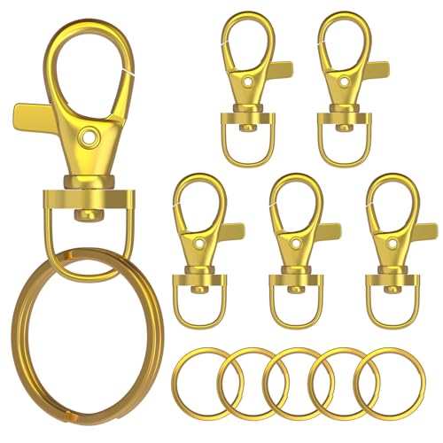 Sprookber 100 Stücke Karabiner Schlüsselanhänger mit Drehgelenk Karabiner Klein Schlüsselring für Lanyard DIY Handwerk(Golden) von sprookber