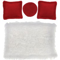 Miniatur-Set "Kissen und Teppich" - Rot-Weiß von stafil