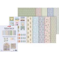 Puppenhaus-Papierset, 10 Bogen DIN A4  + 1 Bogen mit Fahnen und Bildern von stafil