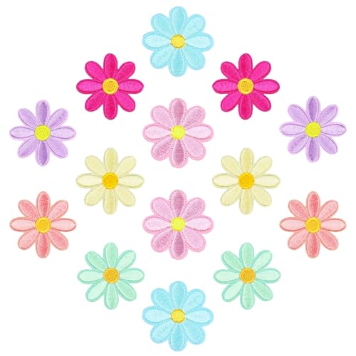 14-teiliges Set zum Aufbügeln mit Blumenmotiv, bunte Gänseblümchen, bestickte Applikation für Kleidung, Jeans, Jacken, Taschen, Hüte, 3,8 x 3,8 cm, 7 Farben, ideal für Heimwerker-Reparaturen 14-teiliges Set zum Aufbügeln mit Blumenmotiv, bunte Gänseblümchen, bestickte Applikation für Kleidung, Jeans, Jacken, Taschen, Hüte, 3,8 x 3,8 cm, 7 Farben, ideal für Heimwerker-Reparaturen von starfa lab