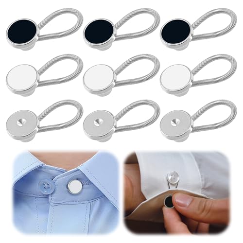 9 hochwertige Kragenverlängerungen für Herrenhemden, Jeanshosen für Damen und Herren, elastische Nackenknopfverlängerungen und Kragenstäbchen, Anzugzubehör für formelle Kleidung (Schwarz/Weiß/Silber) 9 hochwertige Kragenverlängerungen für Herrenhemden, Jeanshosen für Damen und Herren, elastische Nackenknopfverlängerungen und Kragenstäbchen, Anzugzubehör für formelle Kleidung (Schwarz/Weiß/Silber) von starfa lab