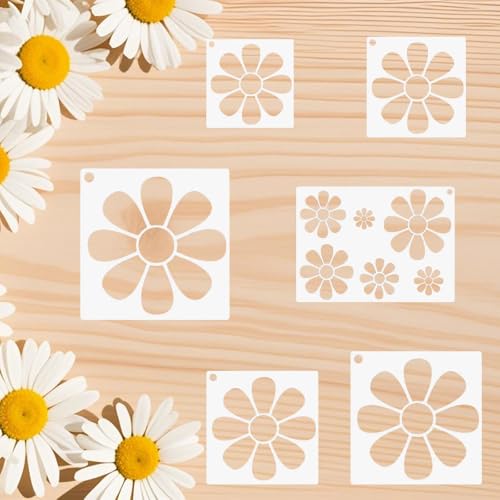 Große Blumenschablonen zum Malen an Wänden, 15,2 - 30,5 cm, Gänseblümchen-Schablone, wiederverwendbar, Blumenschablone für Holzzaun, Leinwand, Stoff, Basteln, Wandkunst, 6 Stück Große Blumenschablonen zum Malen an Wänden, 15,2 - 30,5 cm, Gänseblümchen-Schablone, wiederverwendbar, Blumenschablone für Holzzaun, Leinwand, Stoff, Basteln, Wandkunst, 6 Stück von starfa lab