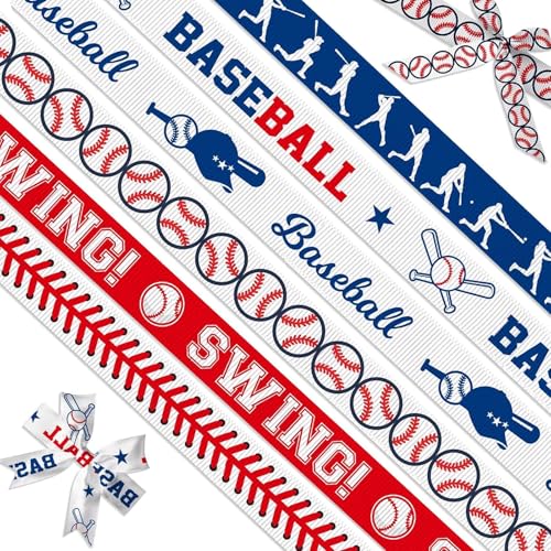 Ripsband-Rollen für verschiedene Sportarten (je 1,6 cm x 2,7 m), Baseball, Fußball, Lacrosse und Team-Muster, für Haarschleifen, Geschenkverpackungen, Party-Dekoration, 6 Stück von starfa lab