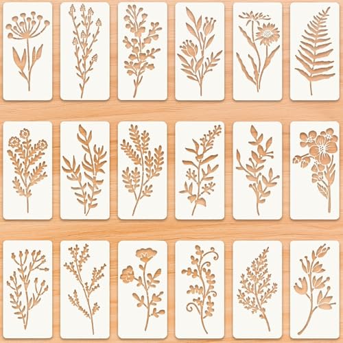 Wiederverwendbare Blumenschablonen zum Malen, Schablonen zum Malen auf Holz, große Blumenschablonen mit Blattranken-Designs für Bastelarbeiten, Heimdekoration, Möbelkunst, 18 Blatt Wiederverwendbare Blumenschablonen zum Malen, Schablonen zum Malen auf Holz, große Blumenschablonen mit Blattranken-Designs für Bastelarbeiten, Heimdekoration, Möbelkunst, 18 Blatt von starfa lab