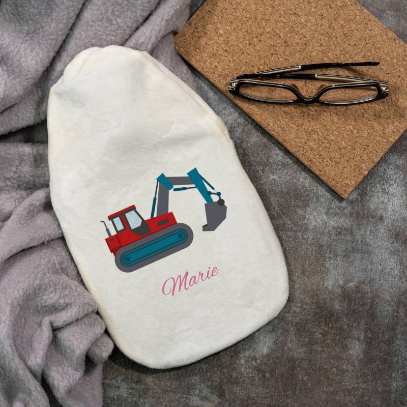Wärmflasche "Bagger" Für Kinder Mit Individuellem Druck von stempelfabrikde