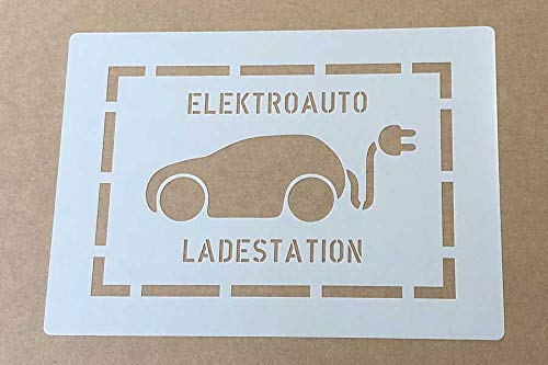 Elektroauto - Ladestation Bodenmarkierungs-Schablone mit Rahmen Elektroauto - Ladestation Bodenmarkierungs-Schablone mit Rahmen von stencilBOY