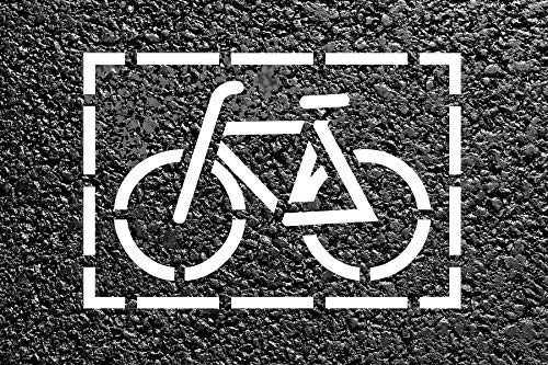 Radfahrer - Fahrrad Bodenmarkierungs-Schablone mir Rahmen um das Motiv von stencilBOY