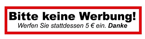 2 Stück Bitte keine Werbung! Briefkasten-Aufkleber Sticker kostenlos Reklame Zeitungen Zeitschriften Schild Hinweis Verboten Briefkastenaufkleber Fun Lustig Etiketten von sticker-dealer