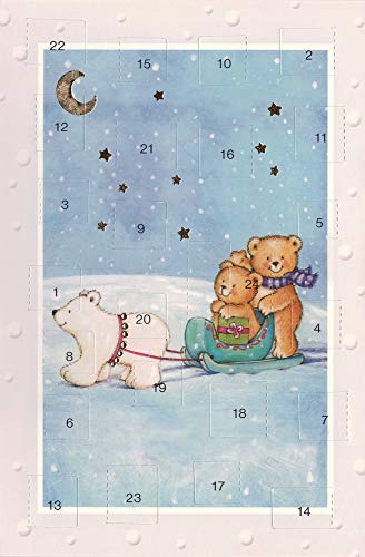 Adventskalenderkarten 5 Stück Weihnachten Grußkarten Kunstkarte Doppelkarte Weihnachtskarte Adventszeit Bärchen Bären Kinder von sticker-dealer