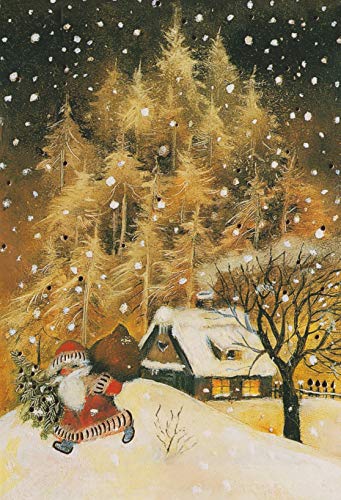 Weihnachtskarten Set 5 Stück Nostalgie Retro Weihnachten Grußkarten Goldprägung Kunstkarte Doppelkarte von sticker-dealer
