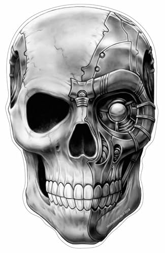 Cyborg Skull Aufkleber Sticker Totenkopf Schädel ca. 12x7 cm von stickerdealer_chupacabra