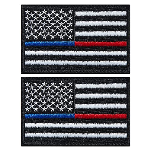 stidsds 2 Pack US Thin Blue Line and Red Line Flag Patch USA Firefighter Police Flags Embroidered Patches Police Firefighter Flags Military Tactical Patch for Clothes Hat Backpacks Pride Decorations von stidsds