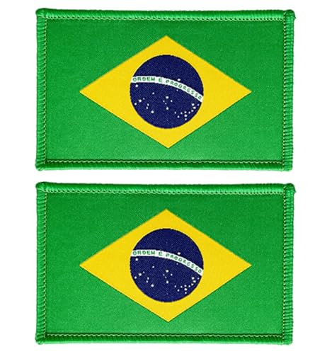 stidsds 2 Stück Brasilien Flagge Patch Brasilien Flaggen bestickte Patches brasilianische Flaggen Militär Taktischer Klettverschluss Patch für Kleidung Hut Rucksäcke Stolz Dekorationen von stidsds