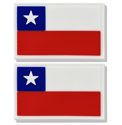 stidsds 2 Stück Chilenische Flaggenaufnäher, chilenischer Militär, taktischer Aufnäher, Chile Flaggen, PVC, Klettverschluss für Kleidung, Hut, Rucksäcke, Stolz, Dekorationen von stidsds