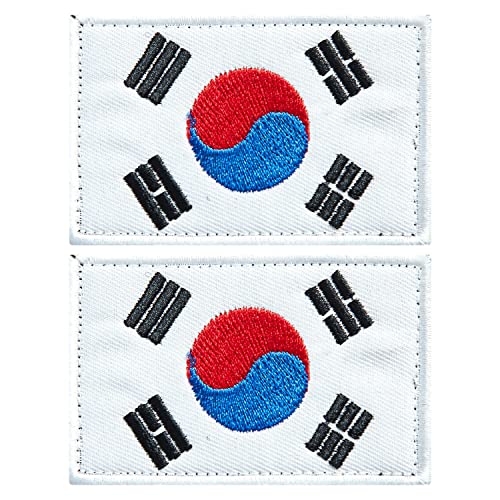 stidsds 2 Stück Korea-Flaggen-Patch, Korea-Flaggen, bestickte Flicken, koreanische Flaggen, Militär, taktischer Aufnäher für Kleidung, Hut, Rucksäcke, Stolz, Dekorationen von stidsds