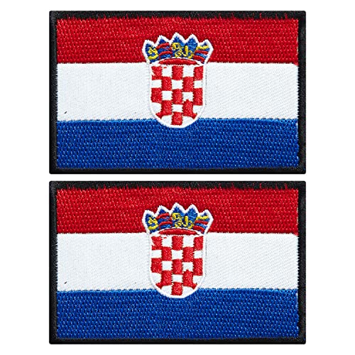 stidsds 2 Stück Kroatien Flagge Patch Kroatien Flaggen Bestickte Patches Kroatien Flaggen Militär Taktischer Patch für Kleidung Hut Rucksäcke Pride Dekorationen von stidsds
