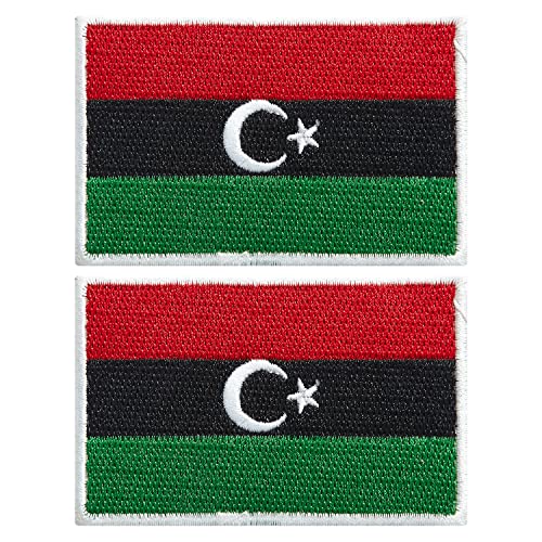 stidsds 2 Stück Libyen Flagge Patch Libyen Flaggen Bestickte Patches Libyen Flaggen Militär Taktischer Patch für Kleidung Hut Rucksäcke Stolz Dekorationen von stidsds
