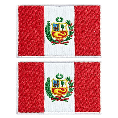 stidsds 2 Stück Peru Flagge Patch Peru Flaggen Bestickte Patches Peruanische Flaggen Militär Taktischer Patch für Kleidung Hut Rucksäcke Stolz Dekorationen von stidsds