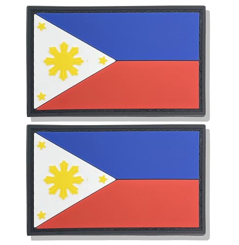stidsds 2 Stück Philippinen-Flaggen-Patch, Philippinen-Flaggen, PVC, Klettverschluss, für Kleidung, Hüte, Rucksäcke, Stolz-Dekorationen von stidsds