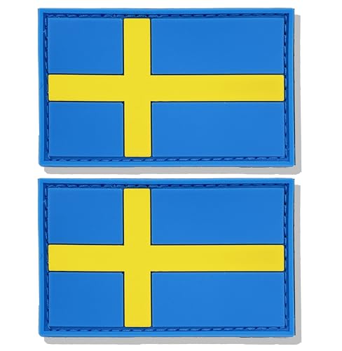 stidsds 2 Stück Schweden-Flaggen-Patch, schwedisches Militär, taktischer Aufnäher, Schweden-Flaggen, PVC, Klettverschluss, Flicken für Kleidung, Hut, Rucksäcke, Stolz-Dekorationen von stidsds