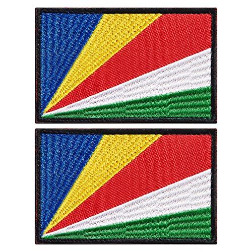stidsds 2 Stück Seychellen Flagge Patch Seychellen Flaggen Bestickte Patches Seychellen Flaggen Military Tactical Patch für Kleidung Hut Rucksäcke Pride Dekorationen von stidsds