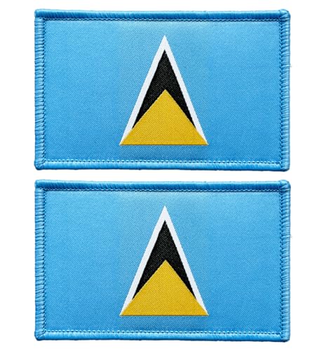 stidsds 2 Stück St. Lucia Flagge Patch St. Lucia Flaggen bestickte Patches St. Lucia Flaggen Militärische taktische Klettverschluss-Aufnäher für Kleidung, Hut, Rucksäcke, Stolz Dekorationen von stidsds