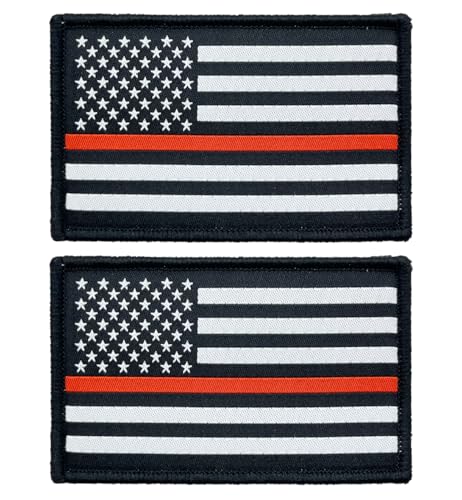 stidsds 2 Stück USA dünne rote Linie Flagge Patch Feuerwehrmann-Flaggen bestickte Aufnäher Militärflaggen taktischer Klettverschluss Patch Dekorationen von stidsds