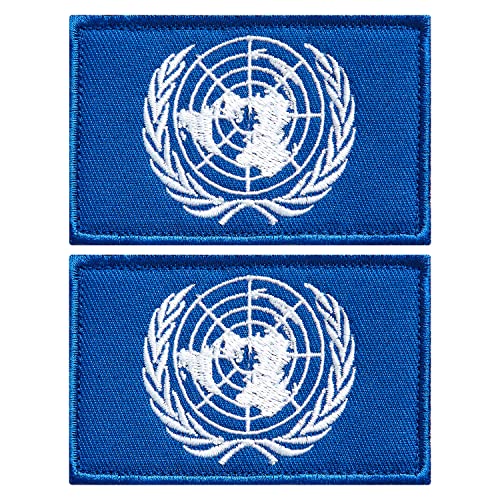stidsds 2 Stück Vereinte Nationen UN-Flagge Patch Vereinte Nationen Flaggen bestickte Aufnäher Vereinte Nationen Flaggen Militär Taktischer Patch für Kleidung Hut Rucksäcke Stolz Dekorationen von stidsds