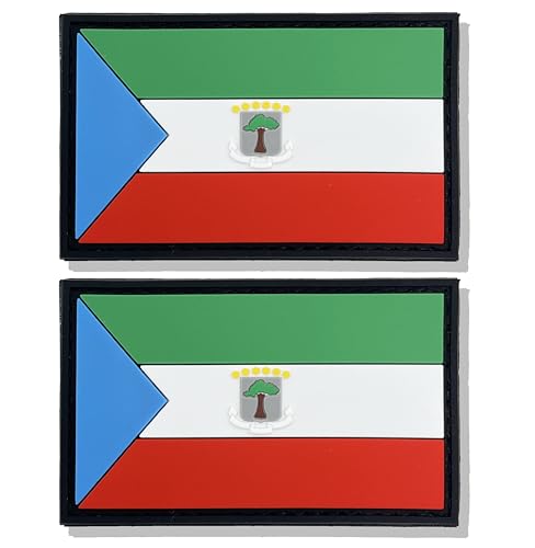 stidsds Äquatorialguinea-Flagge, Äquatorialguinea, Militär, taktischer Aufnäher, Äquatorialguinea-Flaggen, PVC, Klettverschluss für Kleidung, Hüte, Rucksäcke, Stolz-Dekorationen, 2 Stück von stidsds
